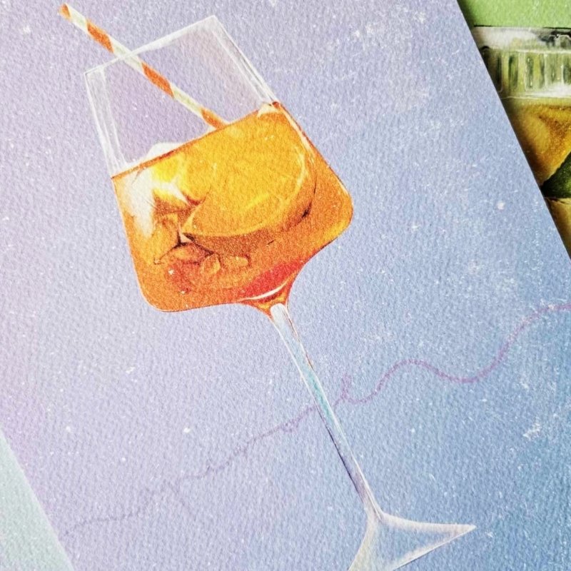 Print na akvarel papiru Aperol